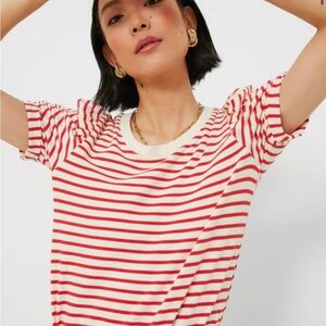 Red and White Striped Women's Top